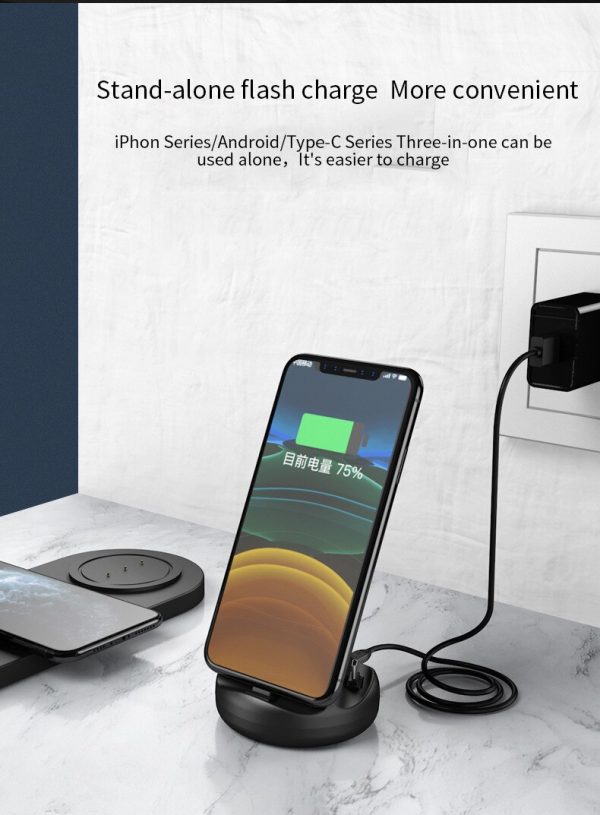 10W 7 in 1 Wireless Smart Desk Charging Dock Station Fast Charge Multifuntional Mobile Phone Watch Headsets Charging Station - Image 5
