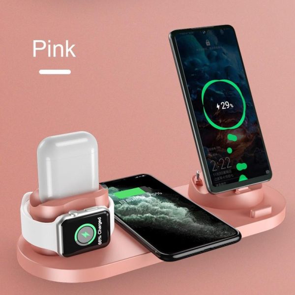 6 in 1 Wireless Charger Dock Station for iPhone/Android/Type-C USB Phones 10W Qi Fast Charging For Apple Watch AirPods Pro - Image 8