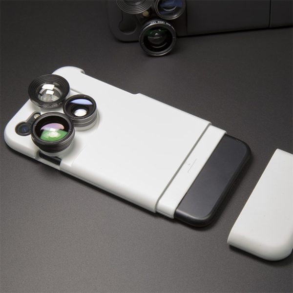 4 in 1 Mobile Phone Lensese Cases Full Coverage For iPhone X 8 7 6S 6 Plus Wide Angle Macro Fisheye Phone Lenses Black Case - Image 4