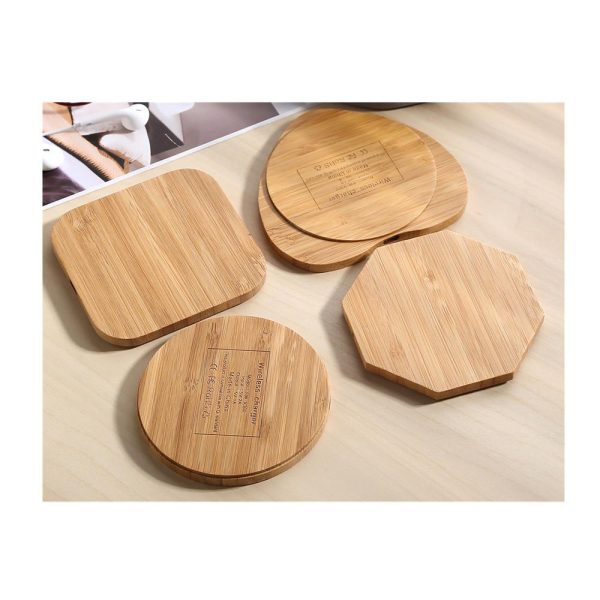 Heart Shape Wood Bamboo Qi Wireless Charger Desktop Charging Pad For iPhone - Image 6