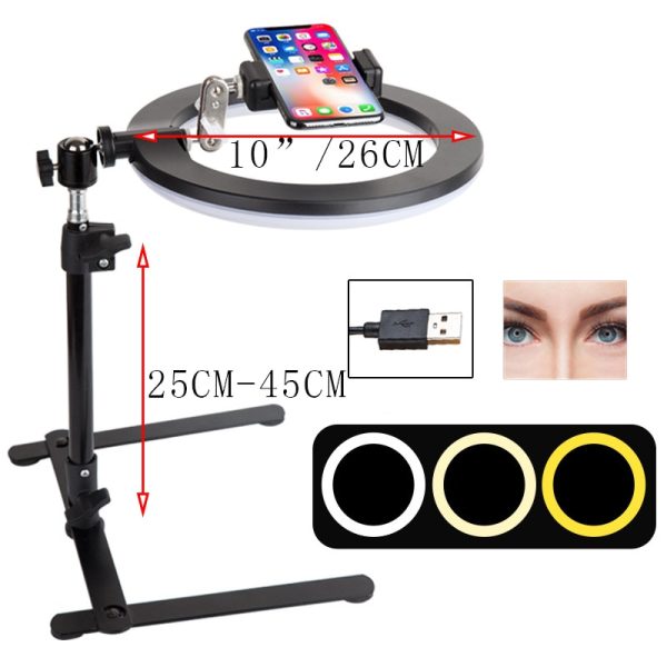 Video Youtube Fill Ring Light Lamp Live COOK 26CM Photography Lighting Phone Ringlight Tripod Stand Photo Led Selfie Bluetooth - Image 7