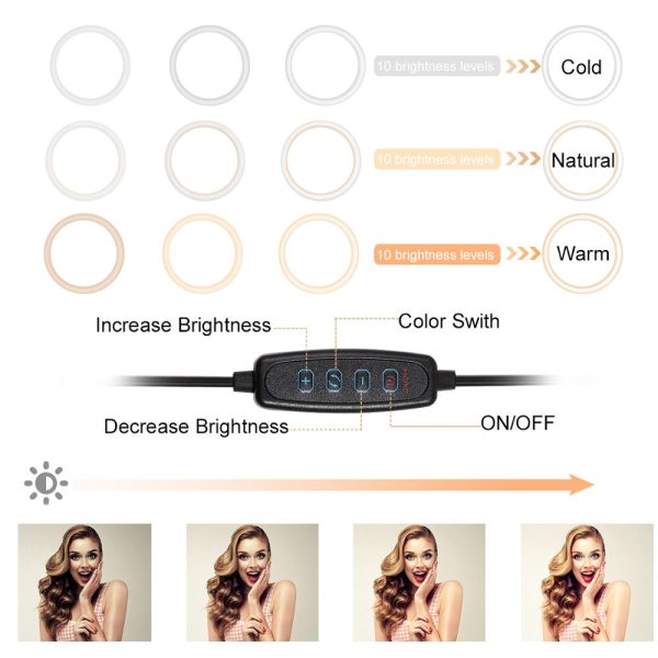 10 Inch  26CM  Ring Light with Stand - Rovtop LED Camera Selfie Light Ring for iPhone Tripod and Phone Holder for Video Photography - Image 2