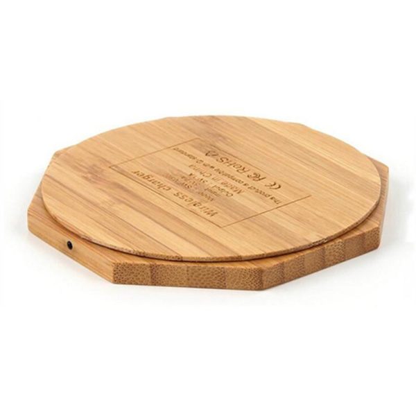 Heart Shape Wood Bamboo Qi Wireless Charger Desktop Charging Pad For iPhone - Image 4