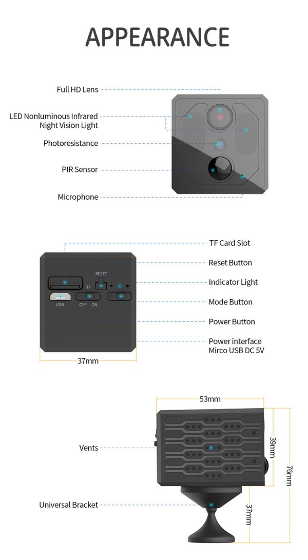S3 HD camera Human home infrared sensor security monitoring low power WiFi camera A9 camera - Image 6