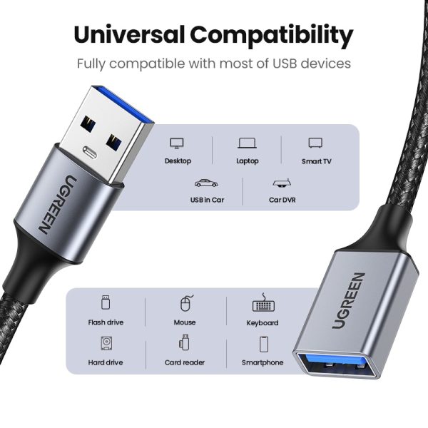UGREEN USB Extension Cable USB 3.0 Extender Cord Type A  Male to Female Data Transfer Lead for Playstation Flash Drive USB 2.0 - Image 4
