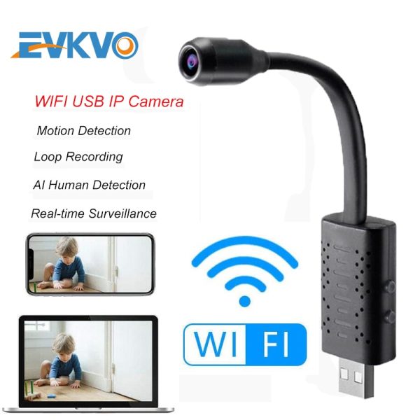EVKVO HD Smart Mini Wifi USB Camera Real-time Surveillance IP Camera AI Human Detection Loop Recording Mini camera Support 64G - Image 5