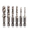 Hexagon Shank Composite Tap HSS Machine Tap Drilling Tap Chamfering Multifunctional Titanium Coated Spiral Tap Contain Cobalt