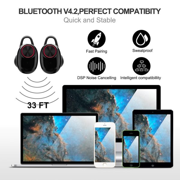V5 TWS Bluetooth Headset True Wireless Earbus with QI-Enabled Wireless Charging Case IPX6 Waterproof Long Lasting 20 - Image 4