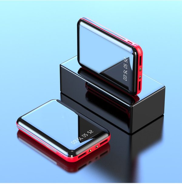 20000mAh Mini Power Bank Portable Charger Mirror Screen LED Digital Display Powerbank External Battery Pack Power Bank Powerbank - Image 2