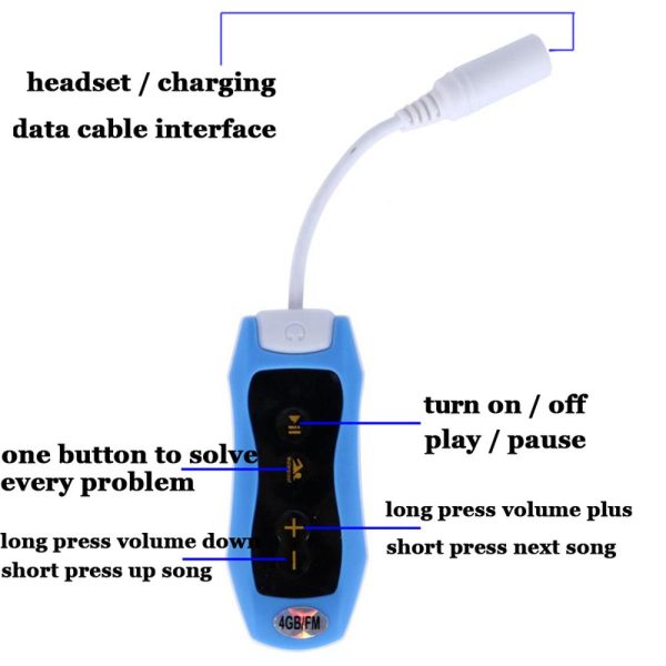 Waterproof IPX8 Clip MP3 Player FM Radio Stereo Sound 4G/8G Sport Music Player - Image 2