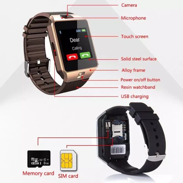 DZ09 Smart Watch Bluetooth Children's Phone Watch Touch Screen Card Multi-Language Smart Wearable Call Upgrade - Image 3