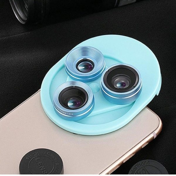 3 In 1 Mobile Phone Lens Set Professional Integral Turntable External Use Wide Angle + Fish Eye + Macro Camera Lens Set - Image 8