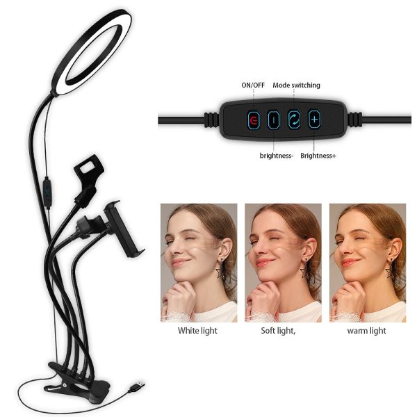 8inch LED Ring Light kit for Makeup Tutorial YouTube Video Live Stream For iPad Microphone Phone Holder Selfie Beauty Ring Light - Image 4