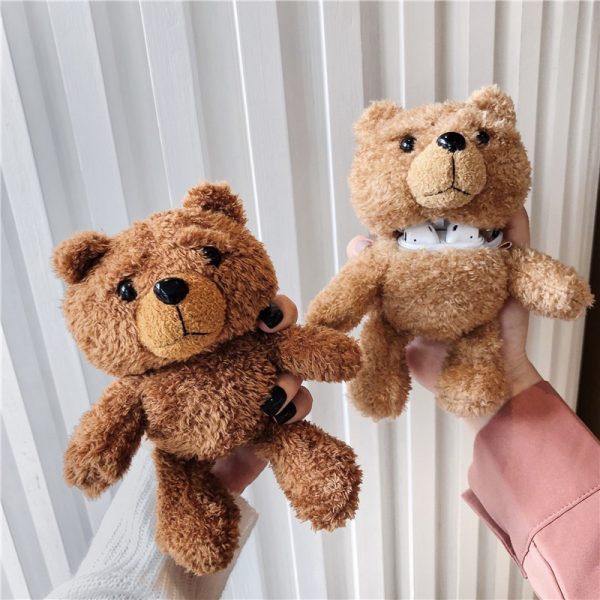 Cartoon Plush Teddy Bear Protector For Airpods 1/2 3 Pro Plush Bear Protector Wireless Bluetooth Headset Storage Box - Image 2