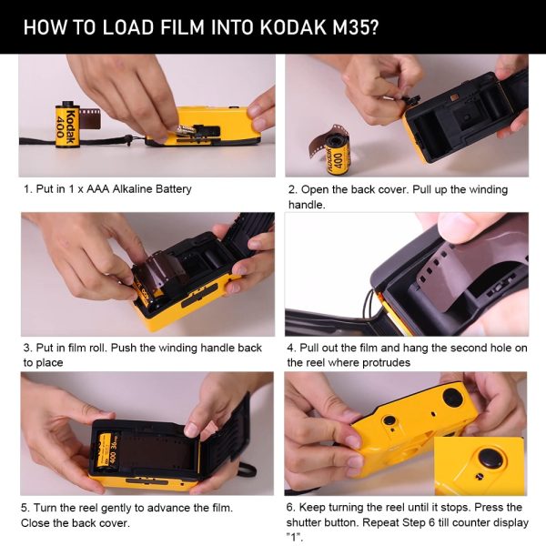 KODAK Vintage Retro M35 / M38 35mm Reusable Film Camera Sky Blue/ Yellow / Mint Green / Pink / Red / Cobalt Blue - Image 2