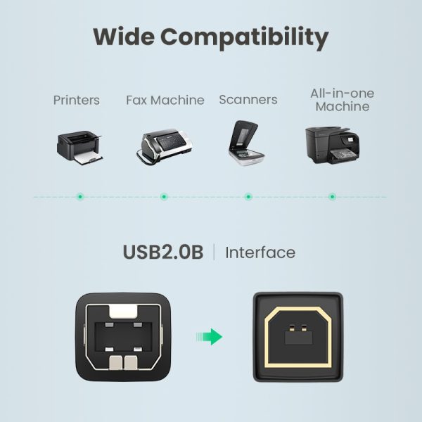 Ugreen USB Printer Cable USB Type B Male to A Male USB 3.0 2.0 Cable for Canon Epson HP ZJiang Label Printer DAC USB Printer - Image 2