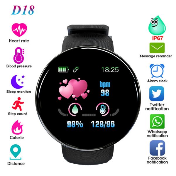 D18 Smart Bracelet Color Round Screen Heart Rate Blood Pressure Sleep Monitoring Pedometer Sports Encyclopedia Star Smart Watch - Image 2