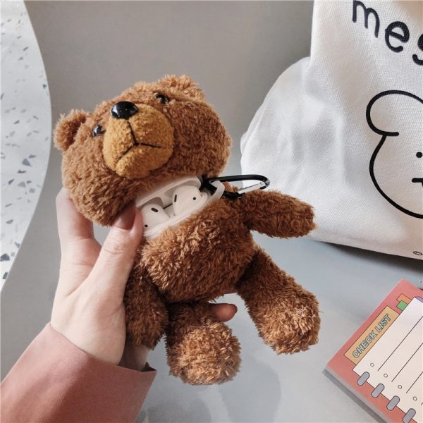 Cartoon Plush Teddy Bear Protector For Airpods 1/2 3 Pro Plush Bear Protector Wireless Bluetooth Headset Storage Box - Image 4