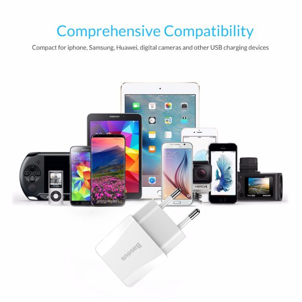 Baseus 5V 2.1A Dual USB Charger For Phone Fast Charging Charger Portable EU Plug Travel Adapter Wall charger - Image 6