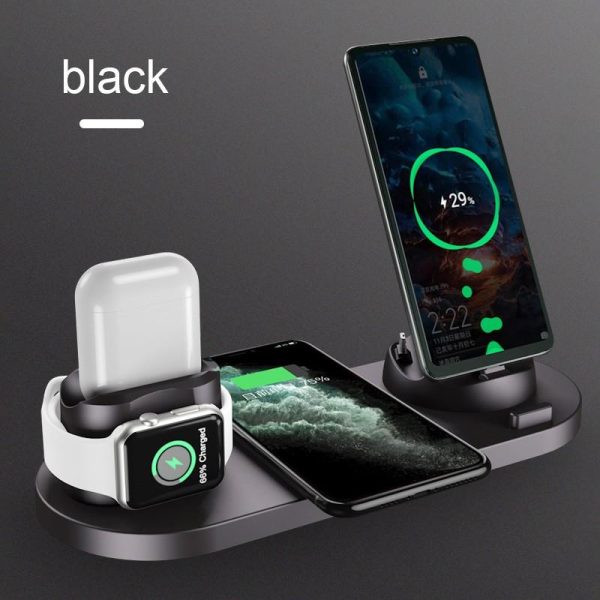 6 in 1 Wireless Charger Dock Station for iPhone/Android/Type-C USB Phones 10W Qi Fast Charging For Apple Watch AirPods Pro - Image 9