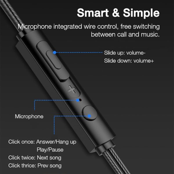 3.5mm Wired Headphones With Bass Earbuds Stereo Earphone Music Sport Gaming Headset With mic For Xiaomi IPhone 11 Earphones - Image 3