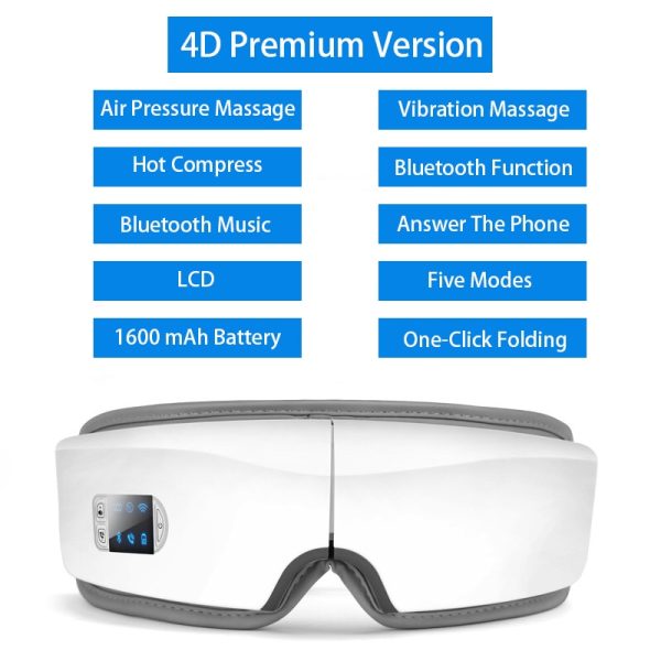 4D Smart Airbag Vibration Eye Massager Eye Care Instrumen Heating Bluetooth Music Relieves Fatigue And Dark Circles - Image 6