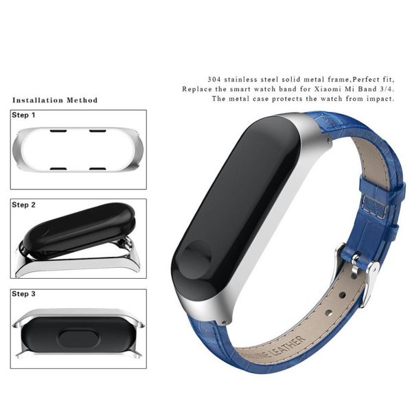 Yiwa For Millet Mi-band 3/4 PU Wrist Band Bracelet Strap+Metal Case Millet 3 Wrist Strap Protection - Image 5