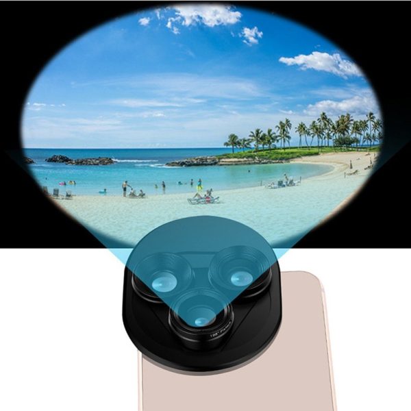 3 In 1 Mobile Phone Lens Set Professional Integral Turntable External Use Wide Angle + Fish Eye + Macro Camera Lens Set - Image 4