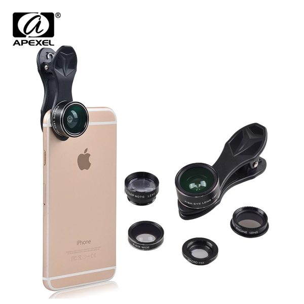 APEXEL 5 in 1 Fisheye Wide Angle Macro lens Telescope telephoto lens CPL Mobile Phone mini camera lens for iPhone Samsung xiaomi - Image 2