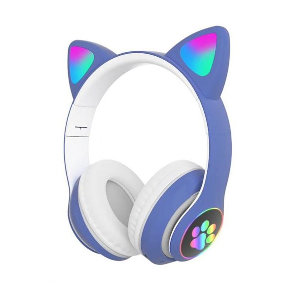 STN-28 Over Ear Music Headset Glowing Cat Ear Headphones Foldable Wireless BT5.0 Earphone with Mic LED Lights for PC Phone - Image 7