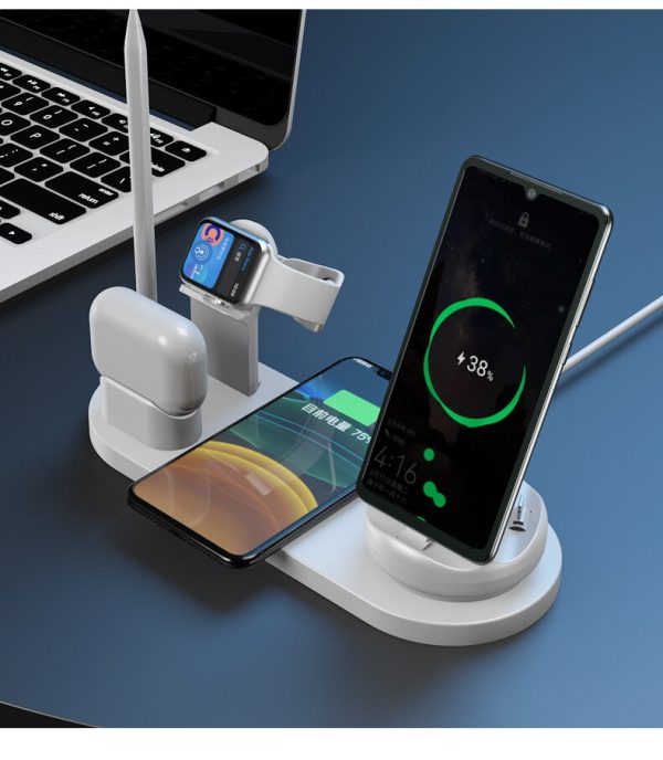 10W 7 in 1 Wireless Smart Desk Charging Dock Station Fast Charge Multifuntional Mobile Phone Watch Headsets Charging Station - Image 8