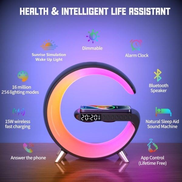 New Intelligent Bluetooth Speaker Projection Lamp Wireless Rechargeable Bedside Night Light Sunrise Wake-Up Lamp Polar Atmosphere Table Lamp - Image 4