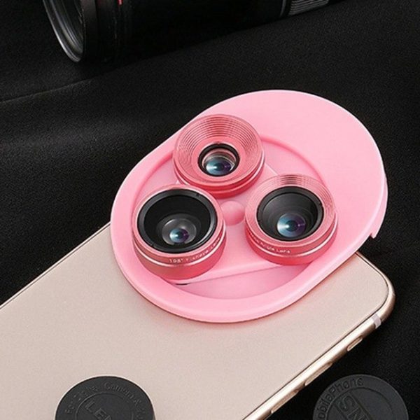 3 In 1 Mobile Phone Lens Set Professional Integral Turntable External Use Wide Angle + Fish Eye + Macro Camera Lens Set - Image 10