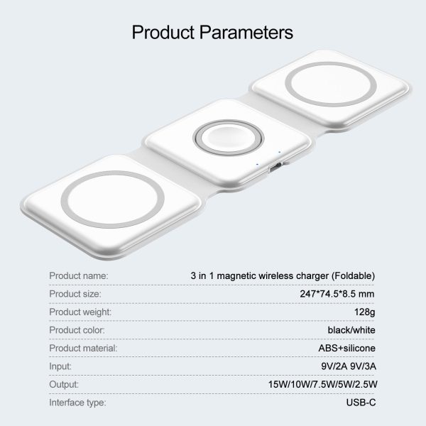 Magsafe15W Fast Charging Wireless Charging Three-In-One Folding Magnetic Wireless Charger For Apple Headset Watch - Image 5