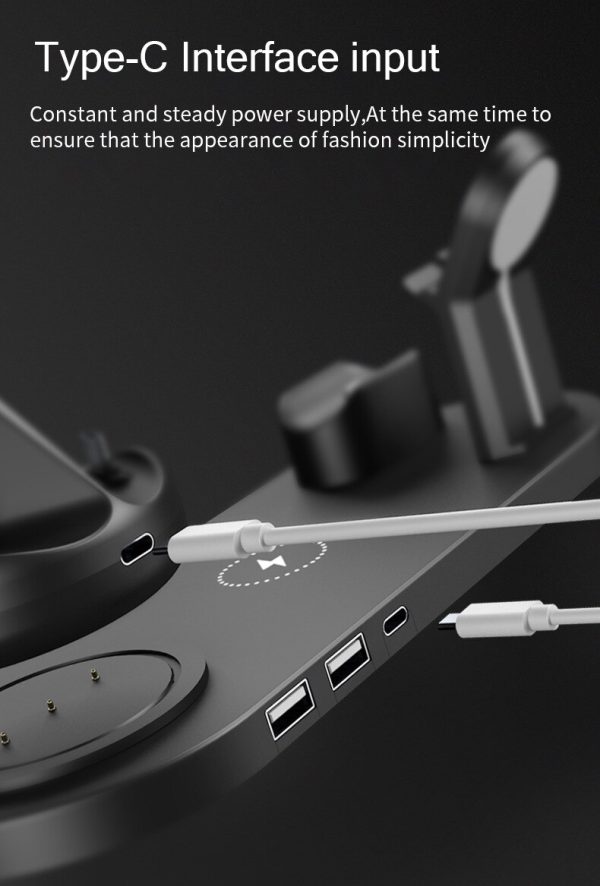 10W 7 in 1 Wireless Smart Desk Charging Dock Station Fast Charge Multifuntional Mobile Phone Watch Headsets Charging Station - Image 6