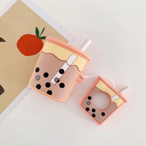 For AirPods Case Cartoon Cute Funny Milk Bubble Tea Drink Bottle Earphone Protect Cover For Airpods 2 with Finger Ring Strap - Image 7