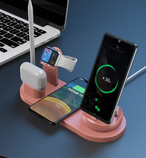 10W 7 in 1 Wireless Smart Desk Charging Dock Station Fast Charge Multifuntional Mobile Phone Watch Headsets Charging Station - Image 7