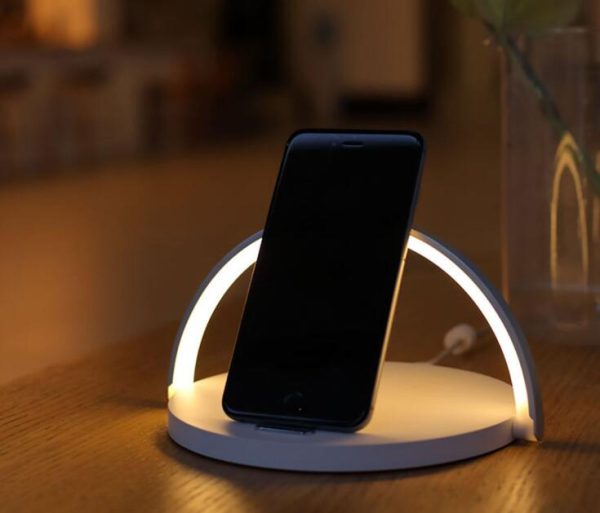 Wooden Qi Wireless Charger Lamp Desktop Wireless Charging Nightligh Stand Holder For Samsung Galaxy S10e Note10 9 Plus Xiaomi - Image 4