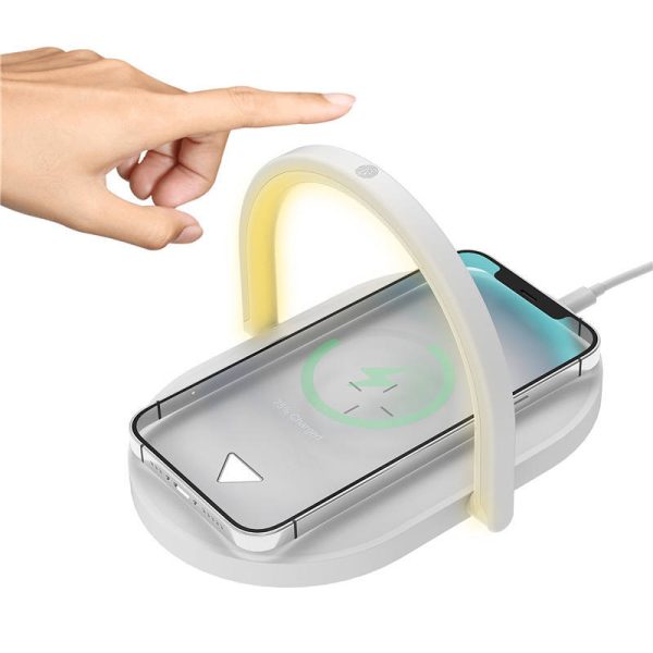 Night Light Wireless Charger 15W Fast Charge with Mobile Phone Stand Desk Lamp Power Bank - Image 7