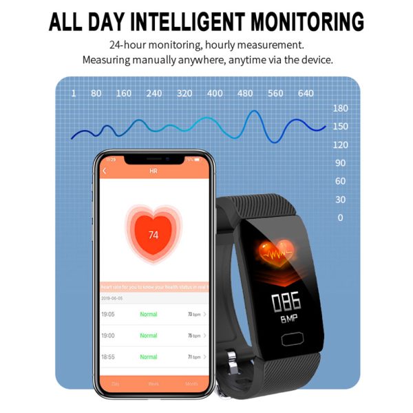 1.14 Smart Band Weather Display Blood Pressure Heart Rate Monitor Fitness Tracker Smart Watch Bracelet Waterproof Men Women Kids - Image 3