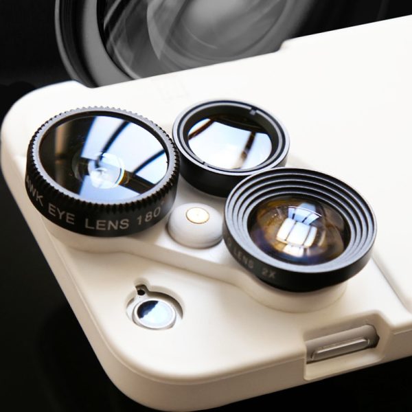 4 in 1 Mobile Phone Lensese Cases Full Coverage For iPhone X 8 7 6S 6 Plus Wide Angle Macro Fisheye Phone Lenses Black Case - Image 3