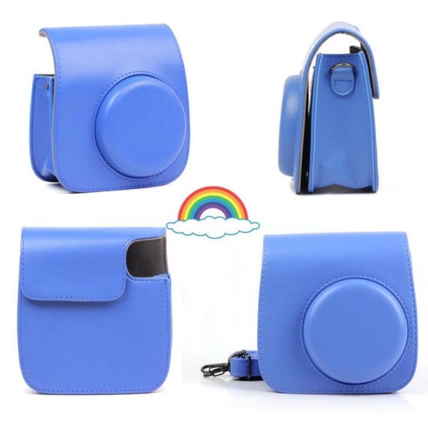 For Fujifilm Instax Mini 8 Mini 9 Camera PU Leather Color Bag Instax Mini case with Shoulder Strap Transparent Crystal Cover - Image 5