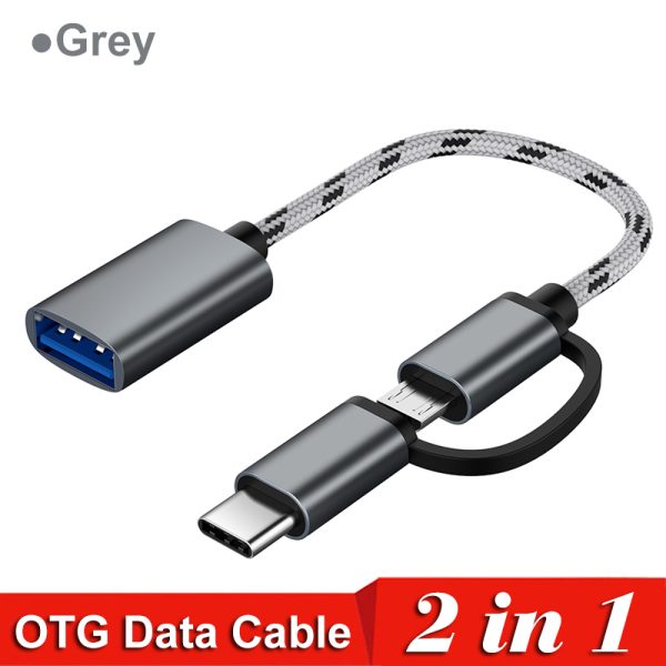 2 in 1 OTG Adapter Cable Nylon Braid USB 3.0 to Micro USB Type C Data Sync Adapter for Huawei for MacBook U Disk Type-C OTG - Image 8