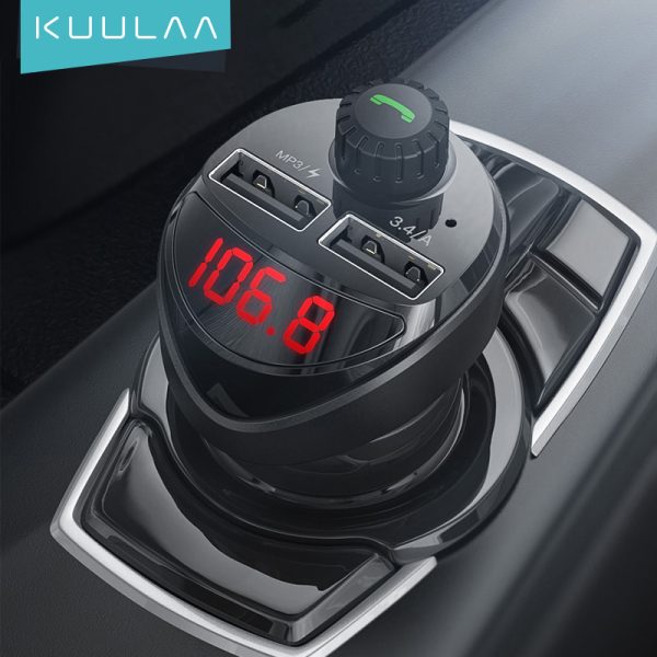 KUULAA Car Charger FM Transmitter Bluetooth Car Audio MP3 Player TF Card Car Kit 3.4A Dual USB Car Phone Charger For Xiaomi Mi - Image 7