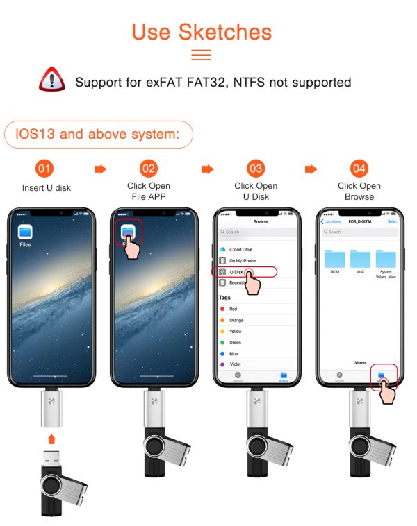 NOHON Famale USB to Lightning Camera Adapter Converter Data SD Card U Disk Short OTG For iPhone 11 Pro XS MAX XR X 6 6S 7 8 Plus - Image 3