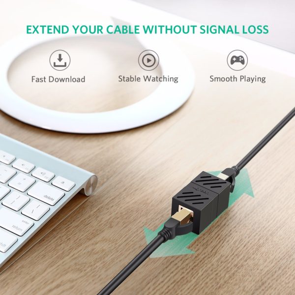 Ugreen RJ45 Connector Cat7/6/5e Ethernet Adapter 8P8C Network Extender Extension Cable for Ethernet Cable Female to Female - Image 3