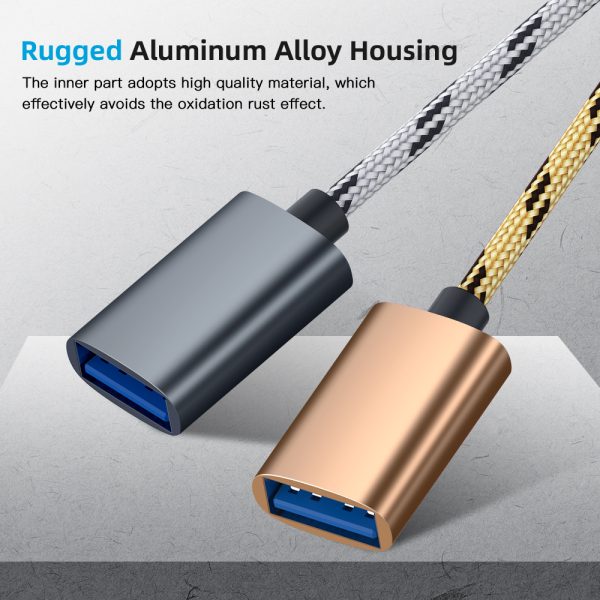 2 in 1 OTG Adapter Cable Nylon Braid USB 3.0 to Micro USB Type C Data Sync Adapter for Huawei for MacBook U Disk Type-C OTG - Image 5