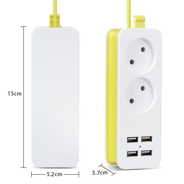 Rdxone EU plug Travel Power Strip Portable Extension Socket Outlet with 4 USB Wall Charger Smart Desktop Socket