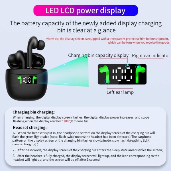 Wireless Earbuds Bluetooth 5.2 IPX7 Waterproof Earphones with LED Display Charging Case HD Stereo Built-in Mic Sports Earphones - Image 5