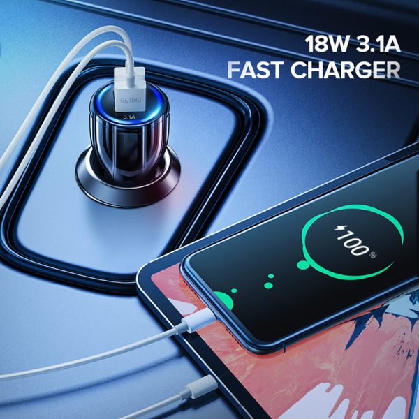 GETIHU 18W 3.1A Car Charger Dual USB Fast Charging QC Phone Charger Adapter For iPhone 12 11 Pro Max 6 7 8  Xiaomi Redmi Huawei - Image 2